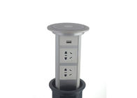 Motor Driven Kitchen Pop Up Sockets Silver Color Flush Mounted on Bar Counter