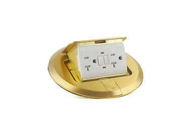 Round Shape 20A Waterproof Floor Outlet Box Golden Top UL / CUL Rated